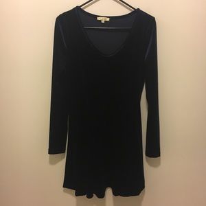 Dark Blue Velvet Skater Dress